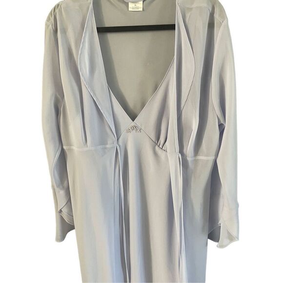 Cabernet Womens White V-Neck Sleeveless Asymmetrical Hem Dress With Robe Size XL - Picture 13 of 16